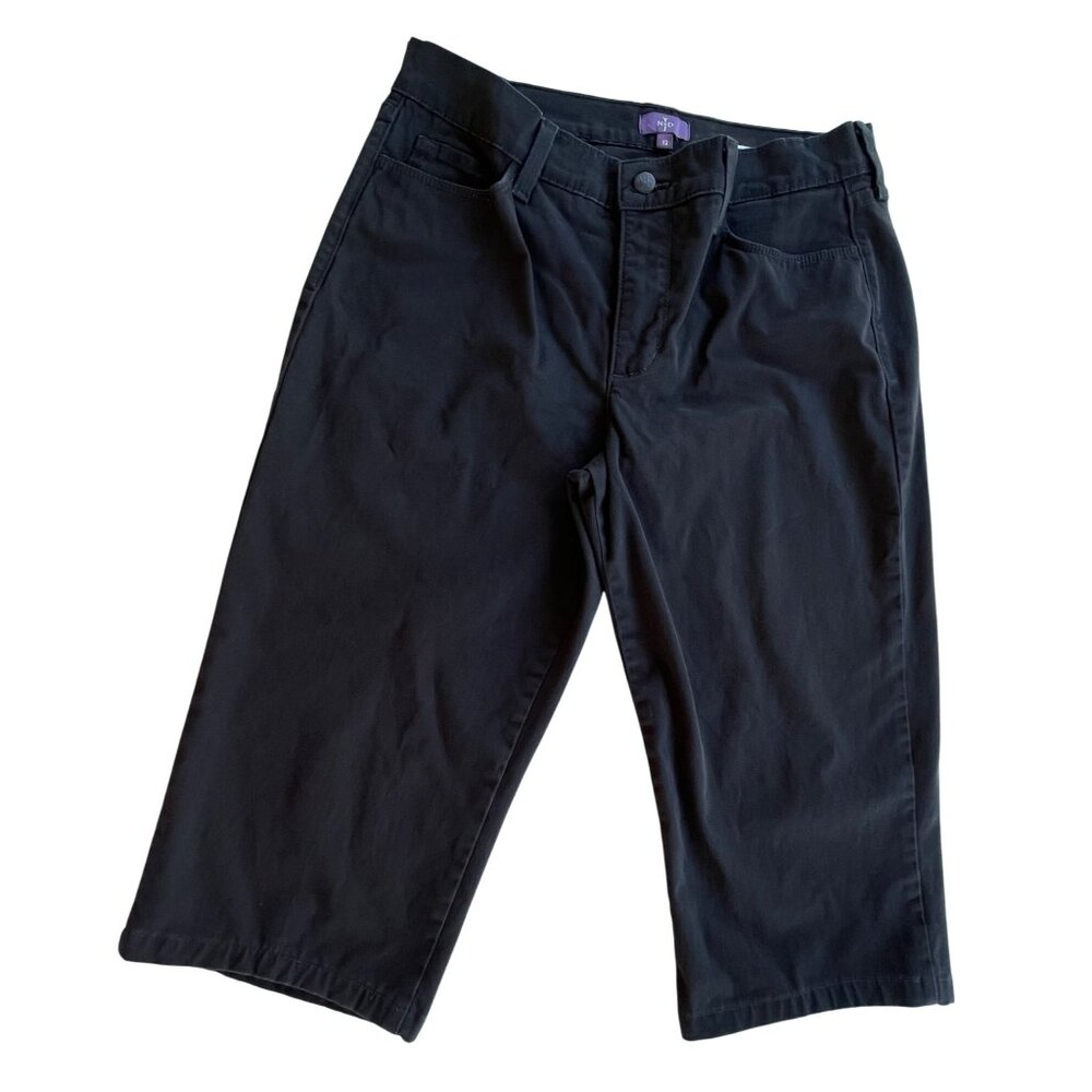 NYDJ Womens Size 12 Pockets Lift Tuck Black Denim Cropped Jeans